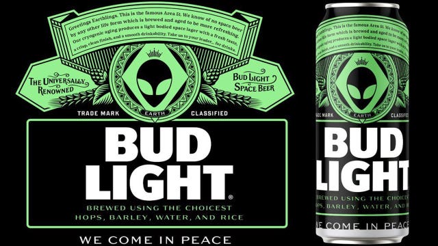 Bud Light offers free beer to any alien ‘that makes it out' of Area 51