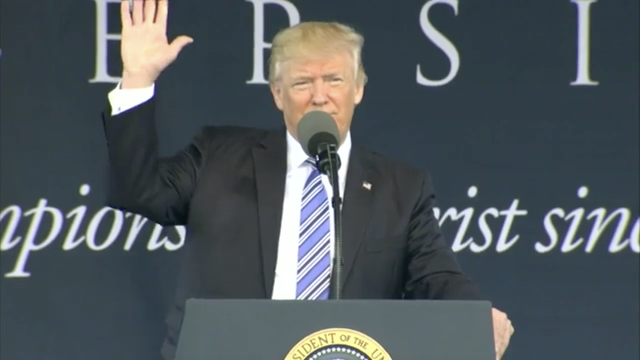 Trump urges Liberty University grads to stand up to criticism
