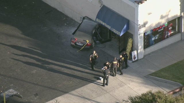 1 person in critical condition after car crashes into building in Pasadena