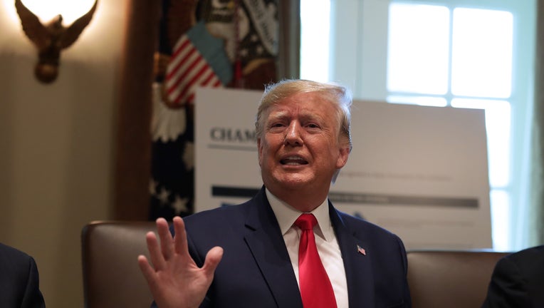 WASHINGTON, DC - OCTOBER 21: U.S. President Donald Trump speaks during a cabinet meeting in the Cabinet Room of the White House October 21, 2019 in Washington, DC. President Trump held a cabinet meeting to discuss his administration’s agenda and made extensive remarks about impeachment and the situation on the Syrian/Turkish border. (Photo by Alex Wong/Getty Images)