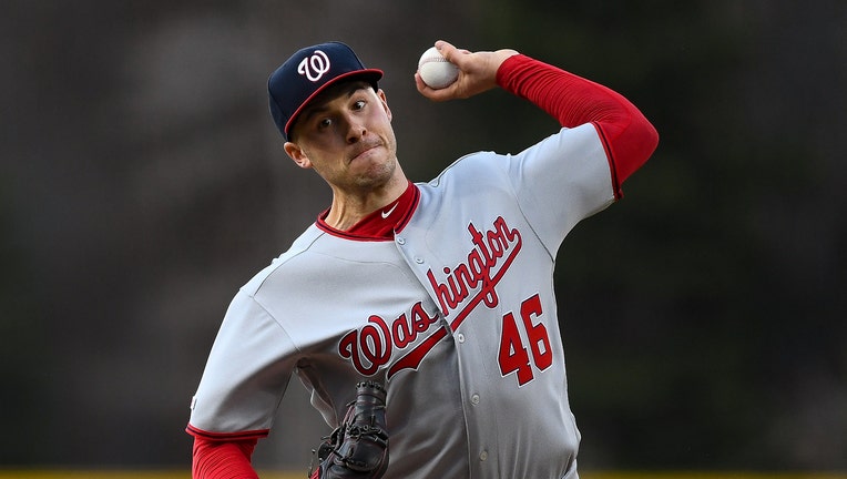 DENVER, CO - APRIL 23: Patrick Corbin #46 of the Washington Nationals pitches against the Colorado Rockies in the first inning of a game at Coors Field on April 23, 2019 in Denver, Colorado. (Photo by Dustin Bradford/Getty Images)