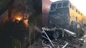 Fire ignites after Metrolink train strikes motorhome on its tracks in Santa Fe Springs