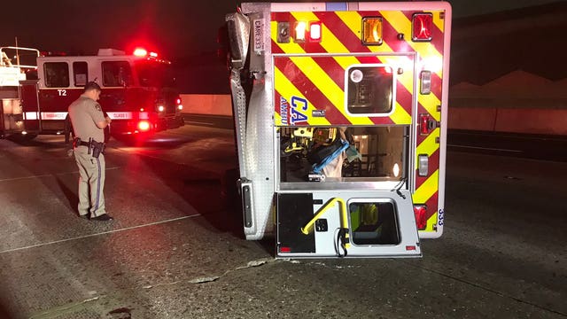 Four injured in hit-and-run crash involving ambulance on 91 freeway