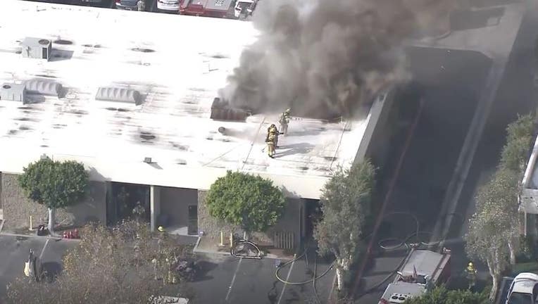 Fire Erupts At Commercial Building In Garden Grove