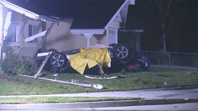 One dead, two critically injured after car flips, crashes into Simi Valley home