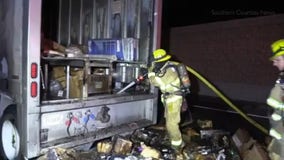 Several holiday packages burn after FedEx truck catches fire in Fullerton