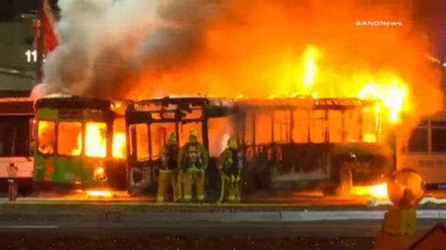 Fire at LAX-it lot destroys two buses, damages third