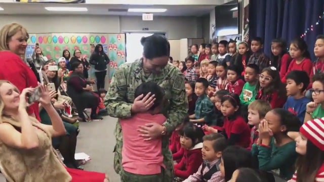 Elementary school student surprised by sweet military homecoming