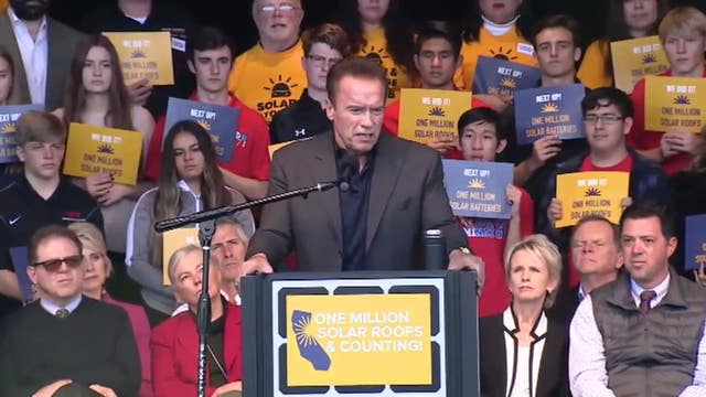 Former governors Schwarzenegger and Brown honored for achieving solar energy goal