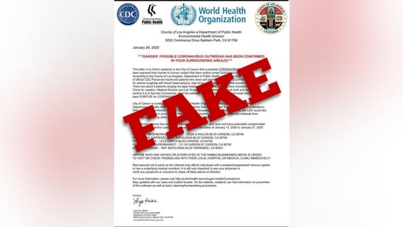 Congresswoman calls on FBI to investigate after fake letter claims coronavirus outbreak in Carson