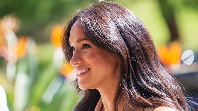 Meghan Markle, the Duchess of Sussex arrives at the University of Johannesburg, South Africa, on October 01, 2019. - Meghan Markle, the Duchess of Sussex, is meeting academics and students to discuss the challenges faced by young women in accessing higher education. (Photo by Michele Spatari / AFP) (Photo by MICHELE SPATARI/AFP via Getty Images)