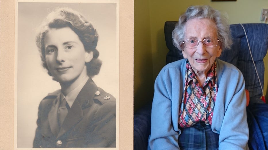 Anne Robson is pictured during her Army career, alongside an image of her from recent years. (Photo credit: Provided / Women's Royal Army Corps Association)