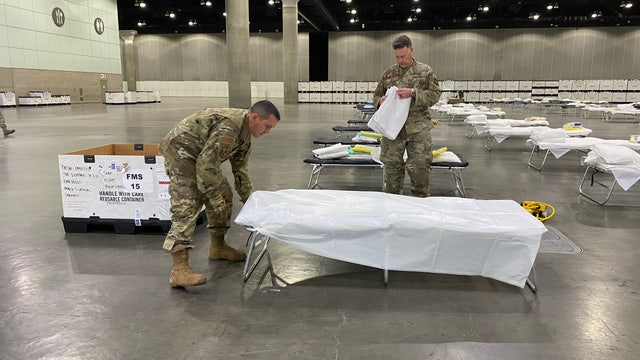 National Guard transforms LA Convention Center into field hospital amid coronavirus pandemic