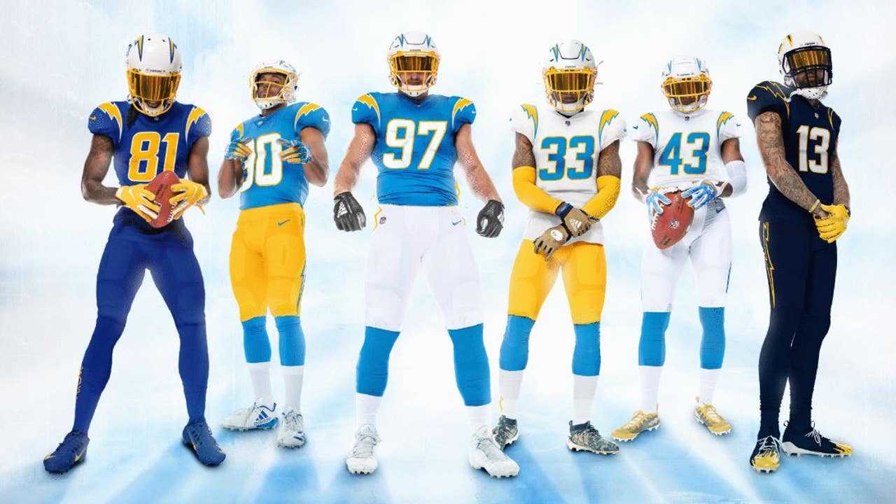 Powder Blue and Sunshine Gold Los Angeles Chargers unveil new uniforms
