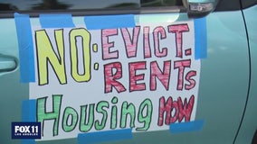 Tenants rights groups held car protest outside of Mayor Garcetti's home