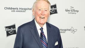 Vin Scully at home recovering after being hospitalized for a fall