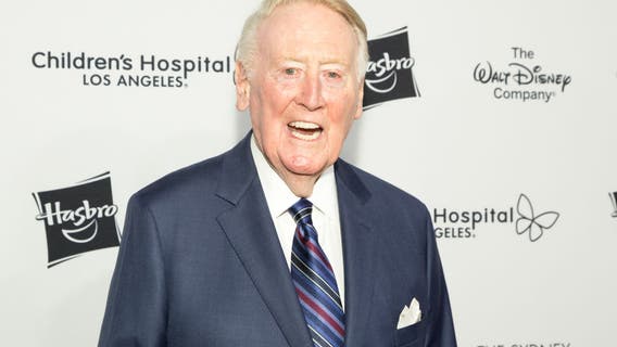 Vin Scully at home recovering after being hospitalized for a fall