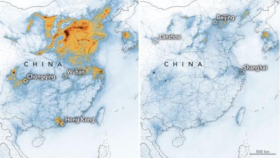 Before-and-after images show how air pollution levels have dropped around the world amid COVID-19 lockdowns