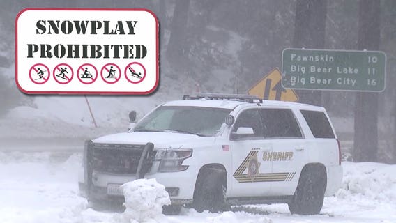 As fresh snow falls, Big Bear sheriff warns that snow play is prohibited under stay-at-home order