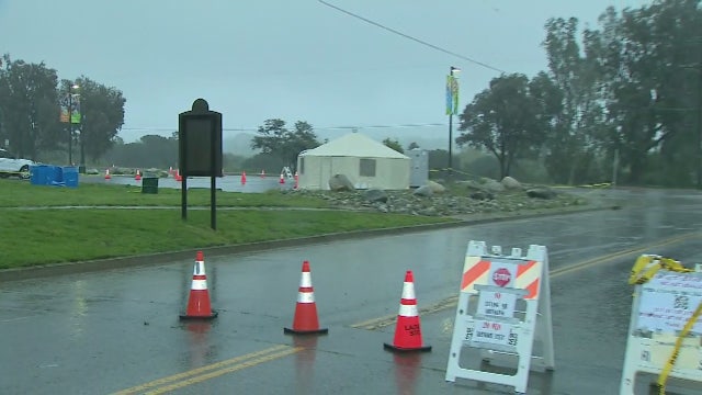 Rain postpones appointments at L.A. County drive-thru coronavirus testing sites