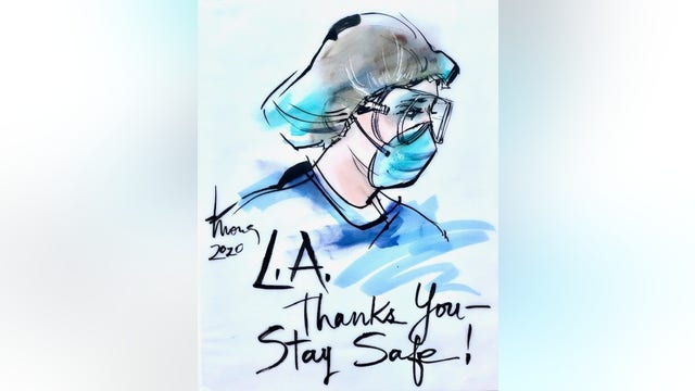 Iconic artist honors health care workers with beautiful sketch