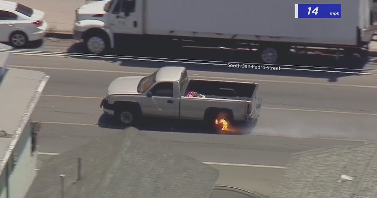 South LA police pursuit ends after rim catches fire on allegedly stolen ...