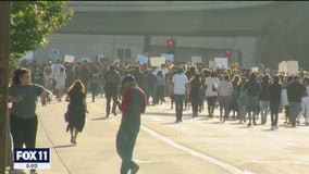 Protests against police brutality continue for second night in downtown LA