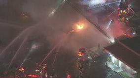 Three-Alarm fire breaks out in El Monte strip mall, causing partial collapse