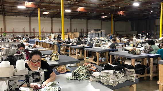 Heroes Among Us: Living Spaces repurposes manufacturing facility to make face masks