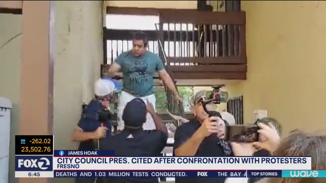 Fresno city council president cited for battery after confrontation with protesters