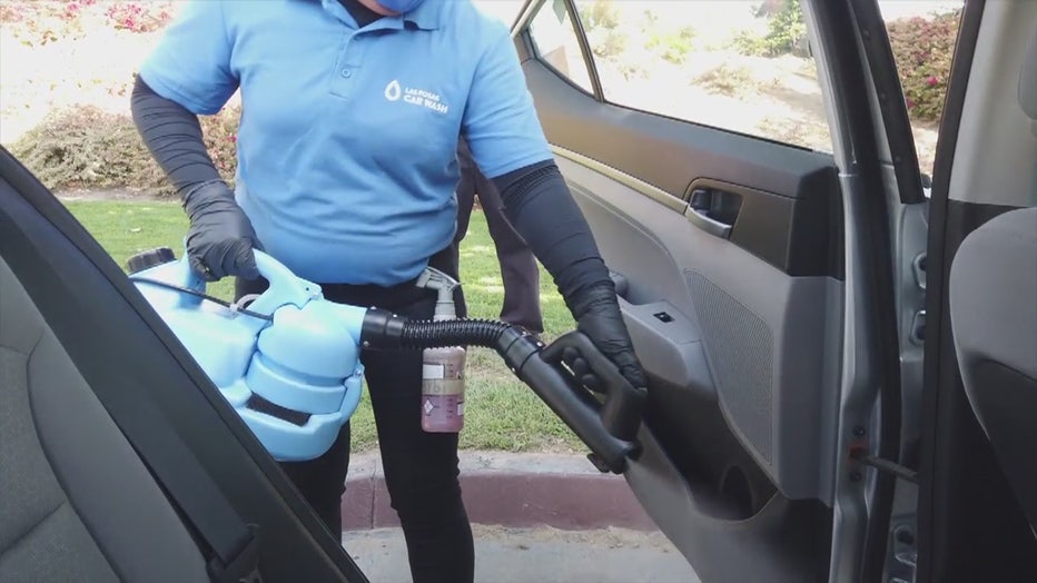 Car wash using disinfecting fog as extra layer of sanitation to help