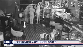 Suspects caught on camera during looting of Long Beach vape shop