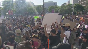 SoCal George Floyd protests, vigils prevail on day of his Minneapolis memorial service