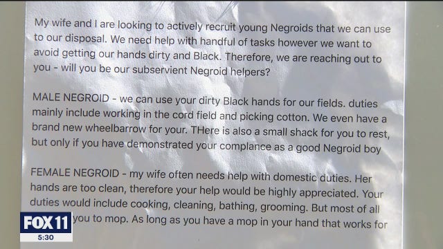 Racist letters found on apartment doors of two Sherman Oaks residents