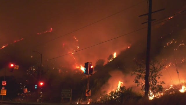50-acre brush fire erupts near the Getty Center off 405 Freeway