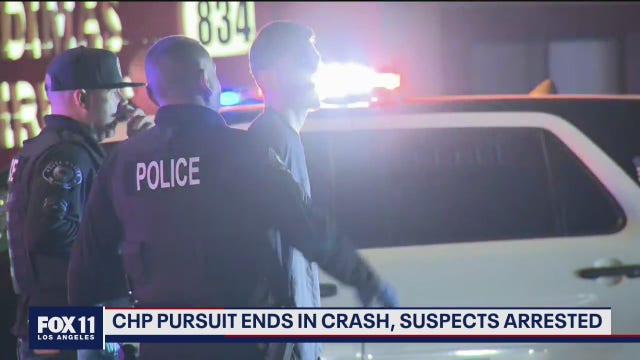 Five shooting suspects arrested after car crashes during pursuit In San Dimas