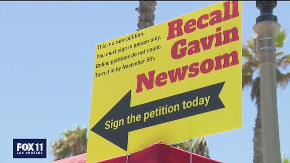 Several gather in Huntington Beach for 'Recall Gavin Newsom' rally