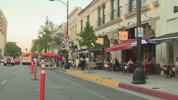 Colorado Boulevard in Pasadena partially closes to transform road into on-street dining