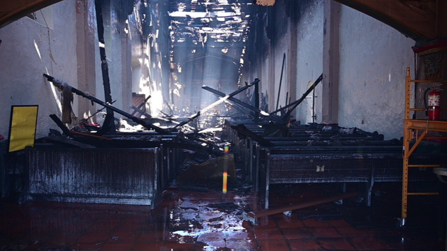 Man detained in connection with fire that ripped through historic San Gabriel Mission