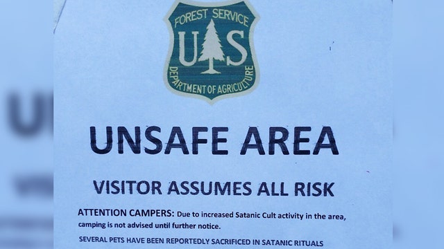 Posters claiming 'increased Satanic Cult activity' in the San Bernardino National Forest deemed fake