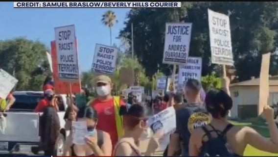 Protests outside the home of deputy who shot Andres Guardado in Covina turns ugly