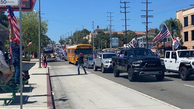 Police investigating after possible shots fired from Woodland Hills apartment as Trump caravan passes through