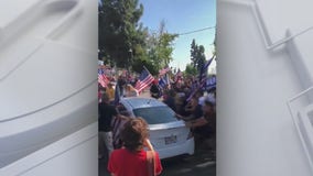 Driver arrested after striking two people with her car at Yorba Linda BLM protest