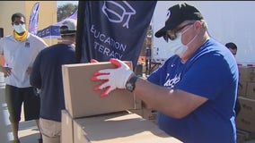 Los Angeles Dodgers foundation holds grab-and-go food giveaway