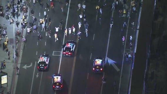 Fan celebration of Lakers victory around Staples Center prompts police response