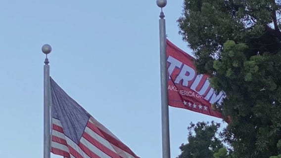 Trump flag hung at Long Beach Police headquarters
