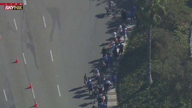 Massive line for championship merchandise at Dodger Stadium