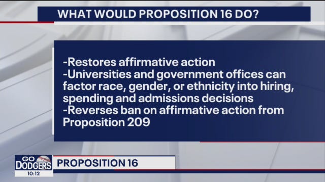 Proposition 16 to restore affirmative action is on the California ballot