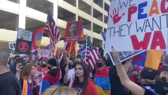 Armenian-American protesters gather outside SpaceX headquarters, demanding cancellation of Turkish satellite