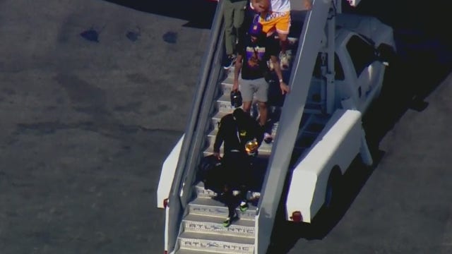 Los Angeles Lakers return to LAX after winning NBA Finals